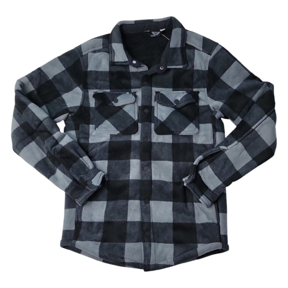 NWT Member's Mark Men's Relaxed Fit Extra Warm‎ Shacket Grey Buffalo SMALL